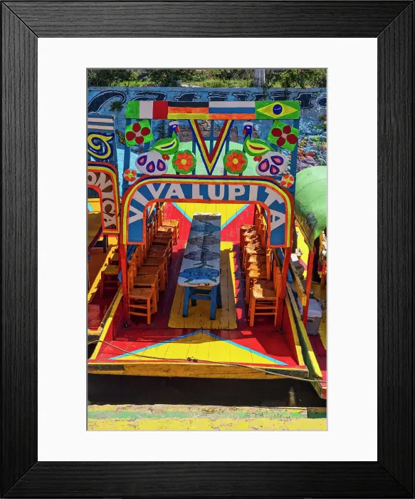 Framed Print : Mexico, Mexico City, Colorful Trajinera Boat at Xochimilco Framed Print : Mexico, Mexico City, Colorful Trajinera Boat at Xochimilco