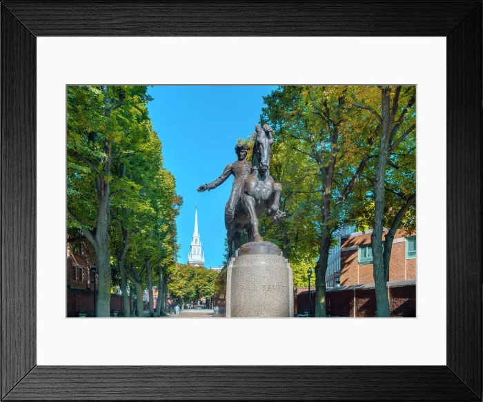 Framed Print : Massachusetts, Boston, Paul Revere statue and the Old North Church Framed Print : Massachusetts, Boston, Paul Revere statue and the Old North Church