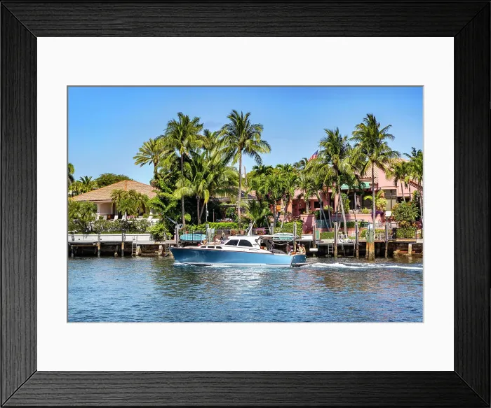 Framed Print : Florida, Boca Raton, boat cruising on the Intracoastal Waterway