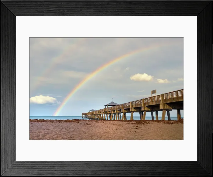 Framed Print : Florida, South Florida, rainbow over Juno Beach pier Framed Print : Florida, South Florida, rainbow over Juno Beach pier