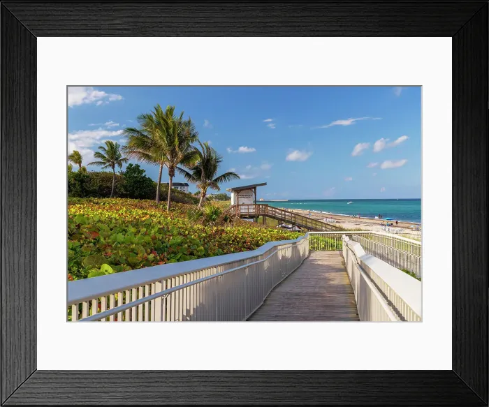 Framed Print : Florida, Boynton Beach, Oceanfront Park, walkway with lifeguard house in background