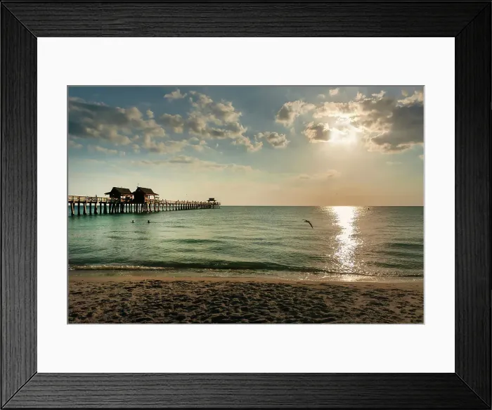Framed Print : Florida, Collier County, Naples, View of Naples Fishing Pier from shore