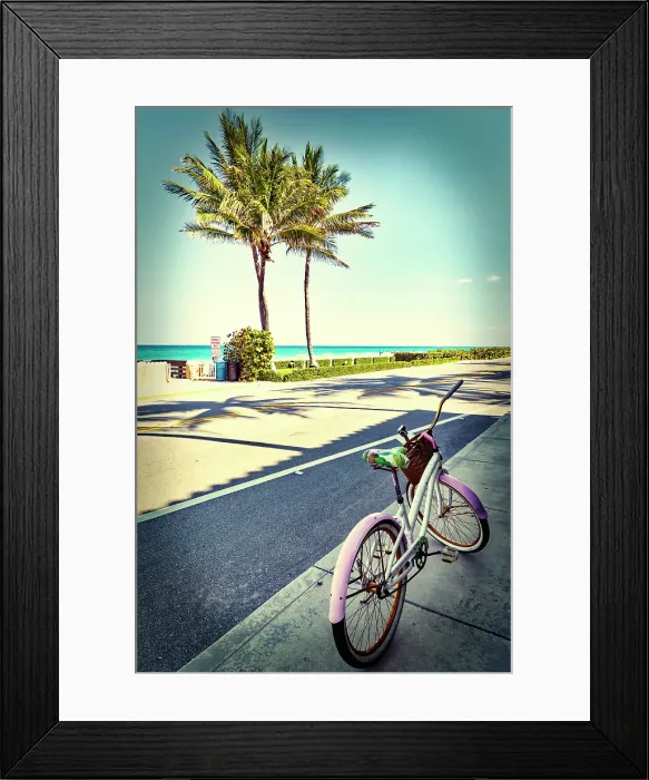 Framed Print : Florida, Palm Beach, bicycle on Ocean Blvd Framed Print : Florida, Palm Beach, bicycle on Ocean Blvd