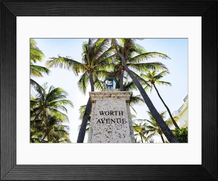 Framed Print : Florida, Palm Beach, Worth Avenue with palm trees Framed Print : Florida, Palm Beach, Worth Avenue with palm trees