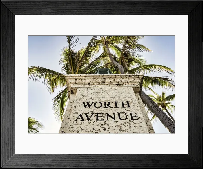 Framed Print : Florida, Palm Beach, Worth Avenue with palm trees Framed Print : Florida, Palm Beach, Worth Avenue with palm trees