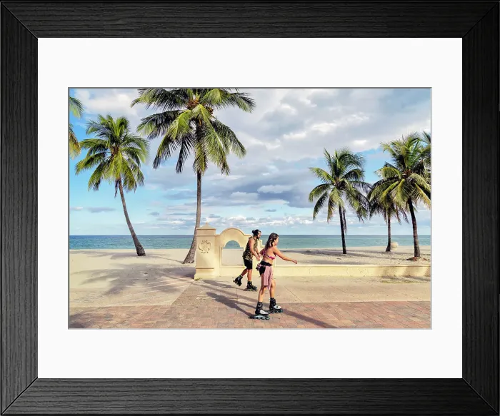 Framed Print : Florida, South Florida, Hollywood Beach, promenade