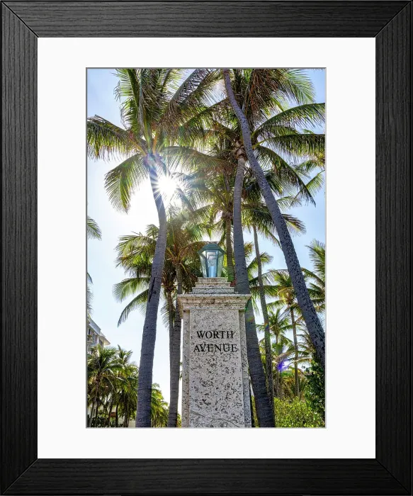 Framed Print : Florida, Palm Beach, Worth Avenue column with palm trees Framed Print : Florida, Palm Beach, Worth Avenue column with palm trees