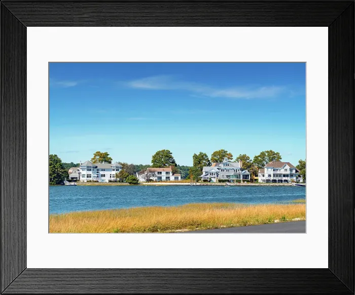Framed Print : New England, Connecticut, Greenwich, Greenwich Point, houses overlooking the bay Framed Print : New England, Connecticut, Greenwich, Greenwich Point, houses overlooking the bay