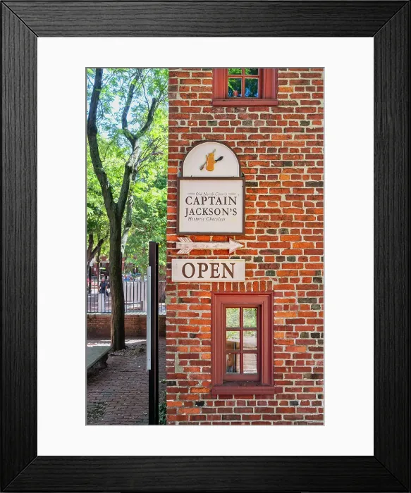 Framed Print : Massachusetts, Boston, North End, Captain Johnson's Historic Chocolate on Unity Street near the Paul Revere Mall Framed Print : Massachusetts, Boston, North End, Captain Johnson's Historic Chocolate on Unity Street near the Paul Revere Mall