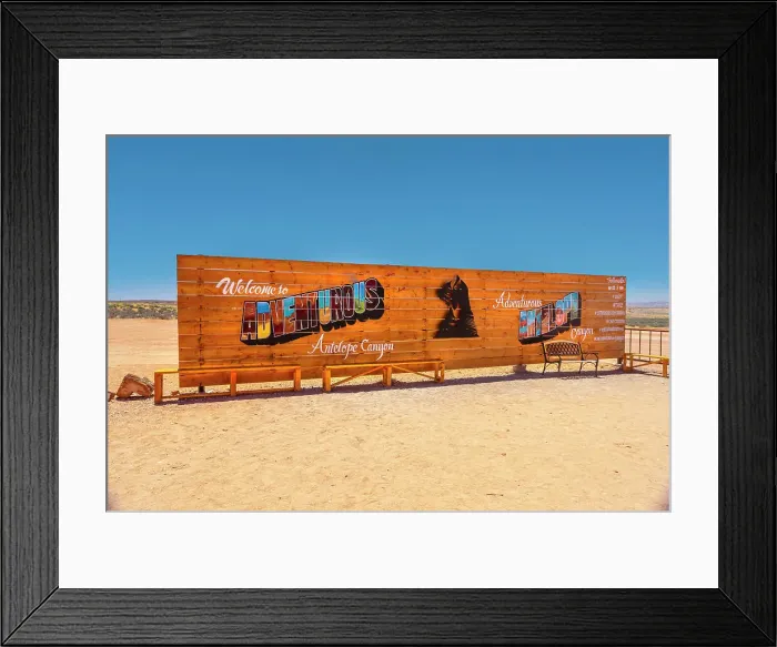Framed Print : Arizona, Welcome sign at Antelope Canyon tours Framed Print : Arizona, Welcome sign at Antelope Canyon tours