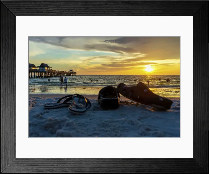 Framed Print : Florida, Naples, Fishing Pier, Beach scene Framed Print : Florida, Naples, Fishing Pier, Beach scene