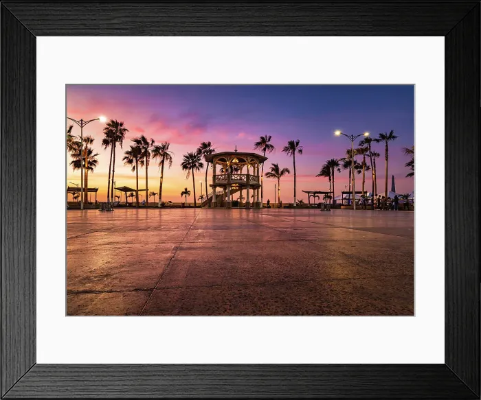 Framed Print : Mexico, La Paz, Malecon, kiosk, sunset, waterfront boardwalk Framed Print : Mexico, La Paz, Malecon, kiosk, sunset, waterfront boardwalk