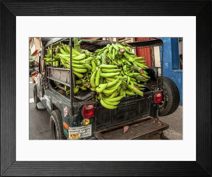 Framed Print : Colombia, Caldas, Chinchina, Jeep Willys with Load of Plantains Framed Print : Colombia, Caldas, Chinchina, Jeep Willys with Load of Plantains
