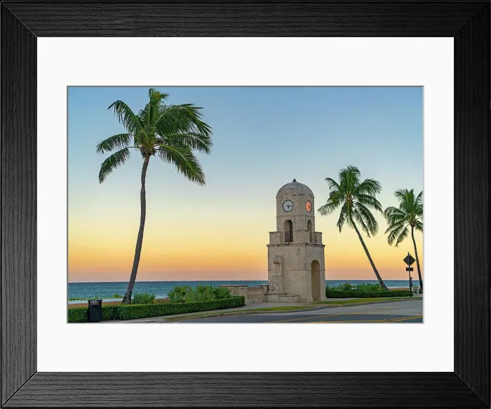Framed Print : Florida, Palm Beach, Worth Avenue, Clock Tower along South Ocean Blvd at sunset Framed Print : Florida, Palm Beach, Worth Avenue, Clock Tower along South Ocean Blvd at sunset