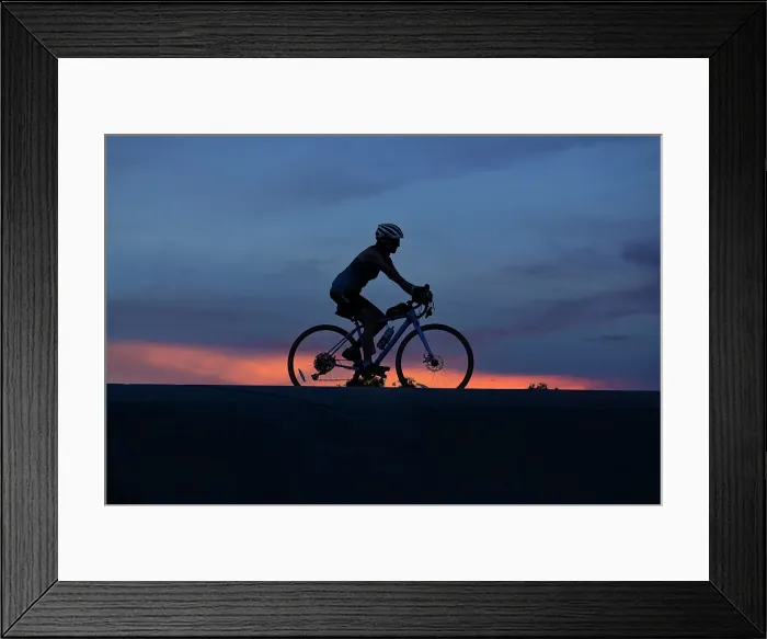 Framed Print : Silhouette of bicycle rider Framed Print : Silhouette of bicycle rider