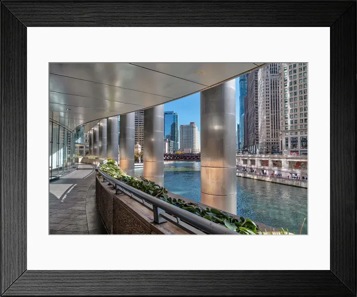 Framed Print : Illinois, Chicago, River Walk from Trump Building Framed Print : Illinois, Chicago, River Walk from Trump Building