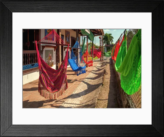 Framed Print : Colombia, Quindio, Hammocks Displayed at Souvenirs Shop near Montenegro Framed Print : Colombia, Quindio, Hammocks Displayed at Souvenirs Shop near Montenegro