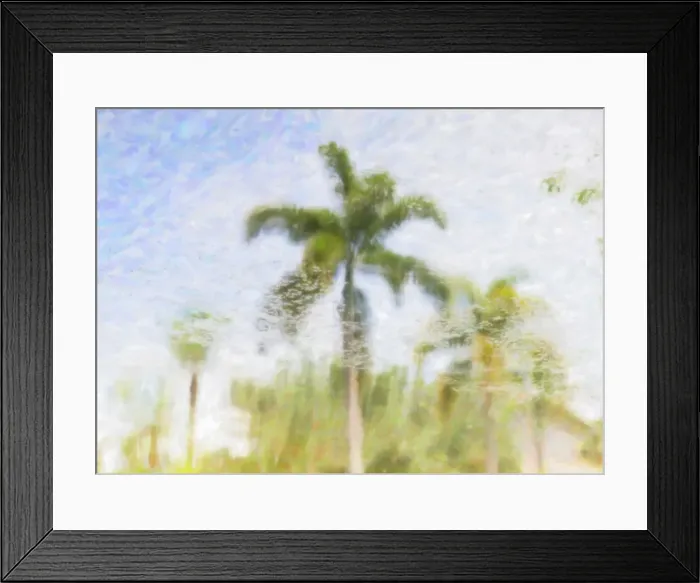 Framed Print : Abstract of tropical palm tree reflecting over water