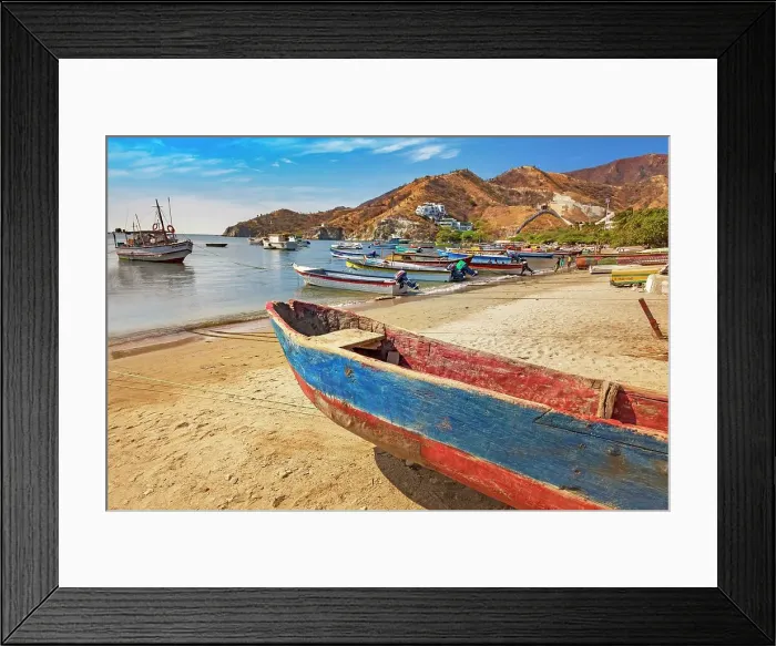 Framed Print : Colombia, Magdalena, beach scene at Taganga fishing village Framed Print : Colombia, Magdalena, beach scene at Taganga fishing village