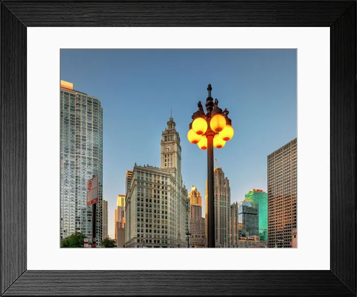 Framed Print : Illinois, Chicago, Wrigley Building and Pathway Bridge