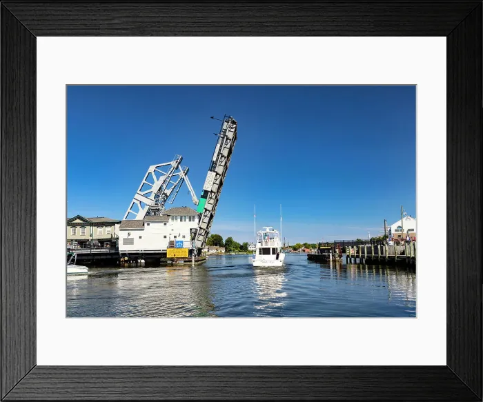 Framed Print : USA, Connecticut, Mystic River Bascule bridge lifted Framed Print : USA, Connecticut, Mystic River Bascule bridge lifted