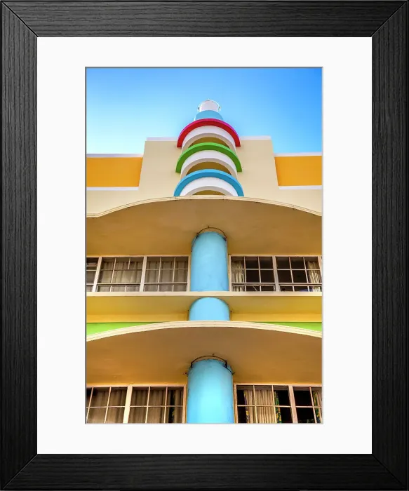 Framed Print : Florida, Miami, Miami Beach, South Beach, Art Deco District, The Berkely Shore Hotel on Collins Avenue