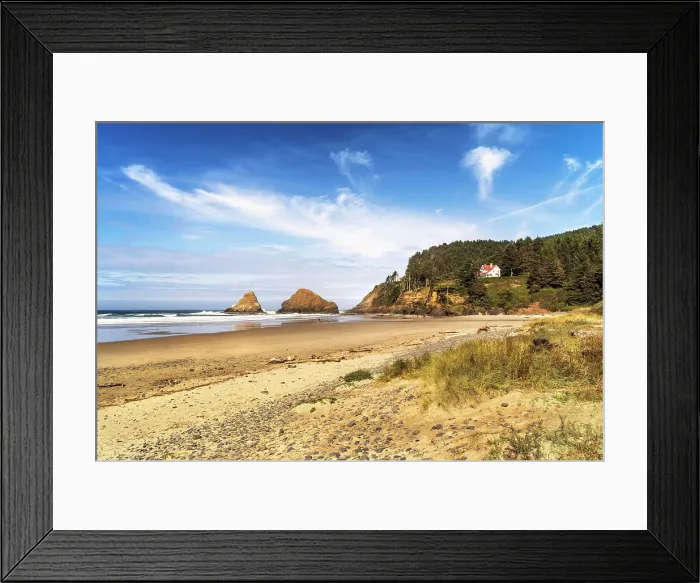 Framed Print : Oregon, Haceta Head Lighthouse Scenic Viewpoint Framed Print : Oregon, Haceta Head Lighthouse Scenic Viewpoint