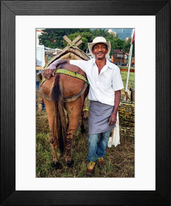 Framed Print : Colombia, Medellin, Countryman Posing Next to His Horse Framed Print : Colombia, Medellin, Countryman Posing Next to His Horse