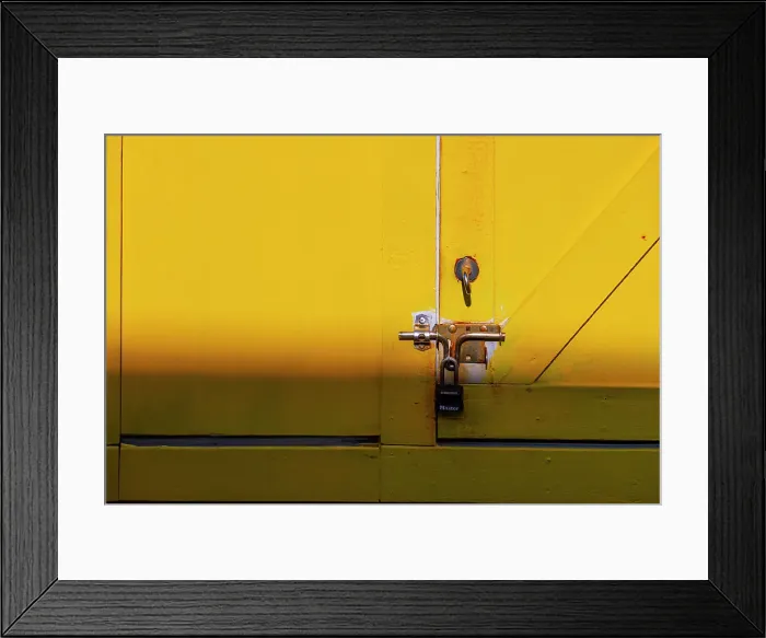 Framed Print : Pad lock on yellow wooden door Framed Print : Pad lock on yellow wooden door