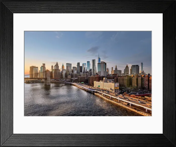 Framed Print : New York City, East River Scene with Lower East Side skyline viewed from Manhattan Bridge Framed Print : New York City, East River Scene with Lower East Side skyline viewed from Manhattan Bridge