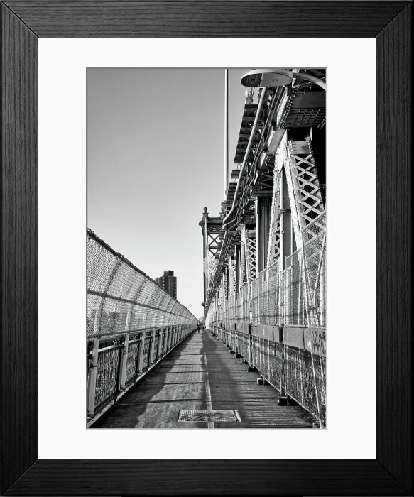 Framed Print : New York City, Manhattan Bridge, View of dreamlike walkway