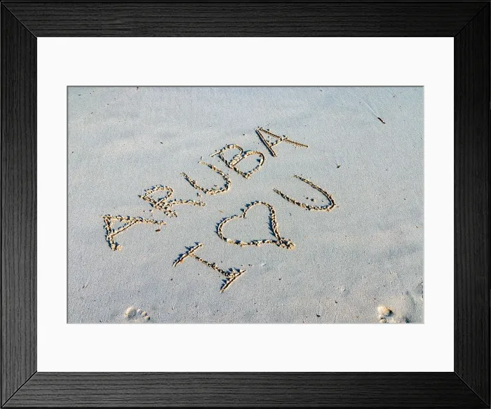 Framed Print : Aruba, Love message on sand Framed Print : Aruba, Love message on sand