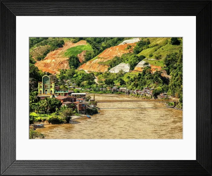 Framed Print : Colombia, Antioquia, Puerto Valdivia village by Cauca River Framed Print : Colombia, Antioquia, Puerto Valdivia village by Cauca River
