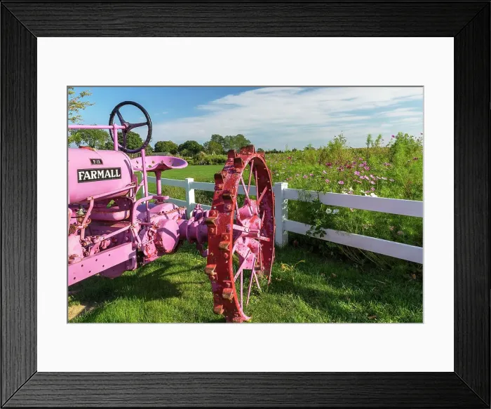 Framed Print : New York, Long Island, farmall tractor by field Framed Print : New York, Long Island, farmall tractor by field