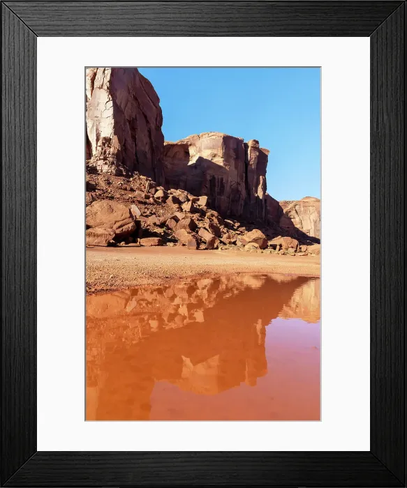 Framed Print : Arizona, Monument Valley, Sand Stone Rocks reflected on water
