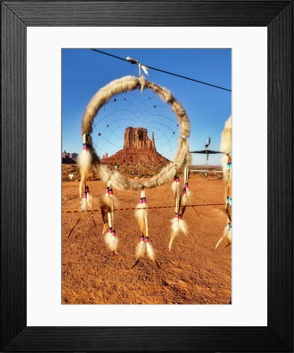 Framed Print : Arizona, Monument Valley, East Mitten Butte and Dream Catcher Navajo made Framed Print : Arizona, Monument Valley, East Mitten Butte and Dream Catcher Navajo made
