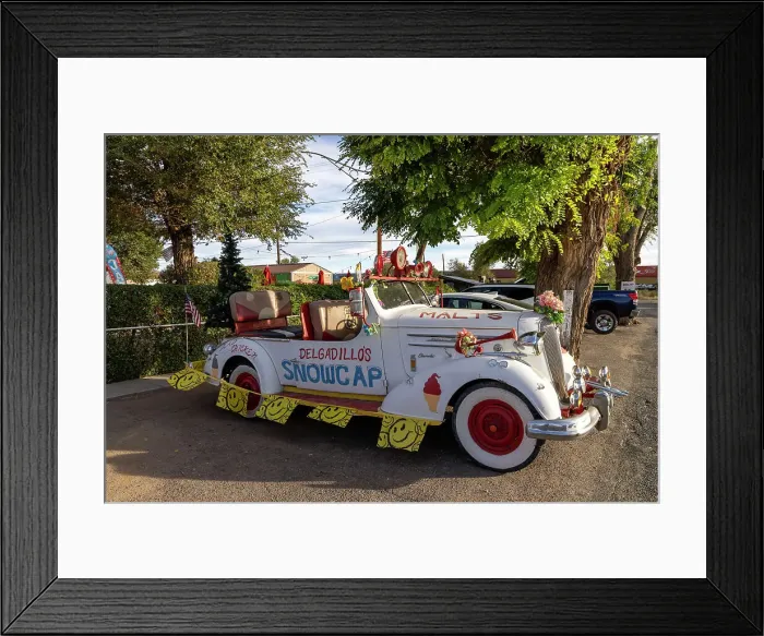 Framed Print : Arizona, Seligman, Route 66, Delgadillos, antique car