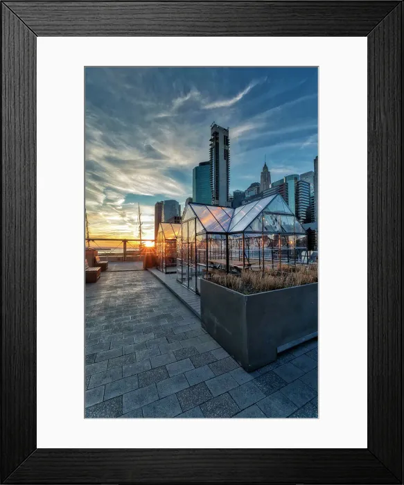 Framed Print : NYC, Manhattan, Rooftop at Pier 17 in NYC's Seaport District, The Greens, restaurant Framed Print : NYC, Manhattan, Rooftop at Pier 17 in NYC's Seaport District, The Greens, restaurant