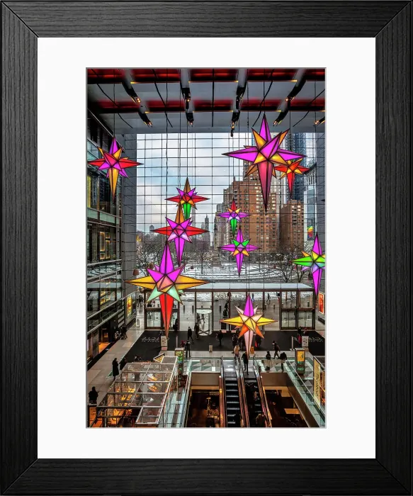 Framed Print : NYC, Manhattan, Columbus Circle, Time Warner Center, Christmas Decorations Framed Print : NYC, Manhattan, Columbus Circle, Time Warner Center, Christmas Decorations