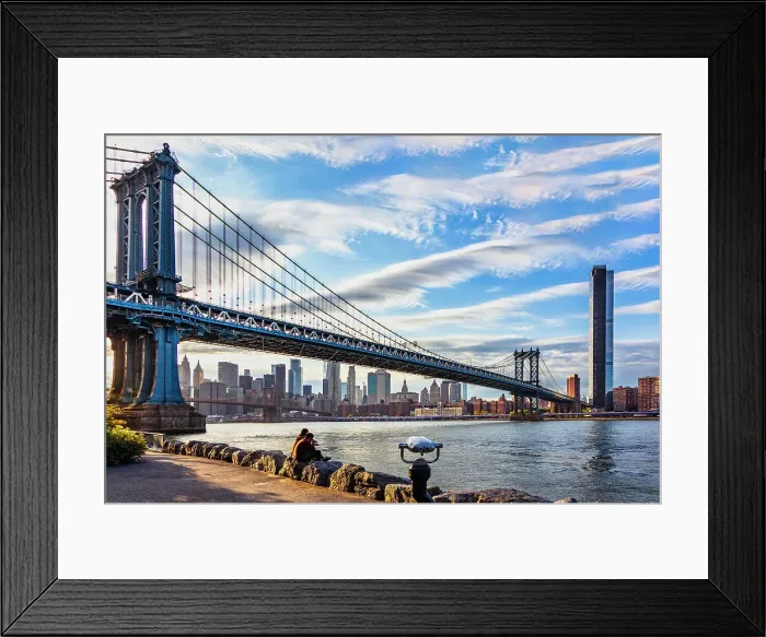 Framed Print : New York City, Brooklyn, view of Manhattan Bridge and Lower Manhattan Framed Print : New York City, Brooklyn, view of Manhattan Bridge and Lower Manhattan