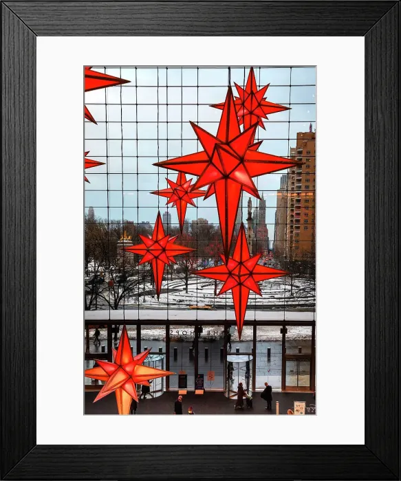 Framed Print : NYC, Manhattan, Columbus Circle, Time Warner Center, Christmas Decorations