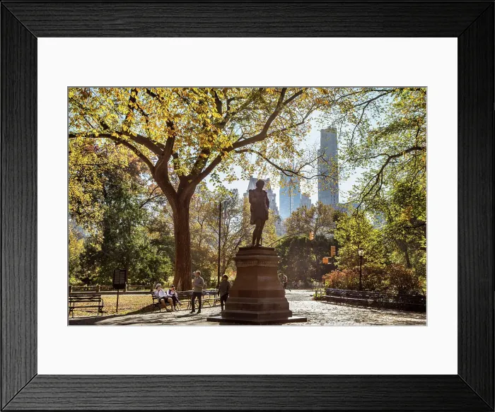 Framed Print : NY, New York City, Manhattan. statue of William Shakespeare at southern end of the Mall Framed Print : NY, New York City, Manhattan. statue of William Shakespeare at southern end of the Mall
