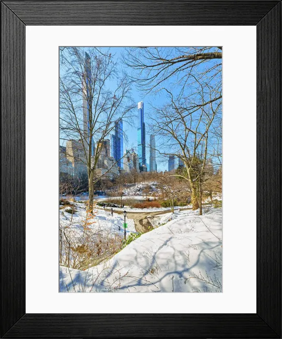 Framed Print : USA, New York City, Manhattan Central Park, snow, skyscrapers Framed Print : USA, New York City, Manhattan Central Park, snow, skyscrapers
