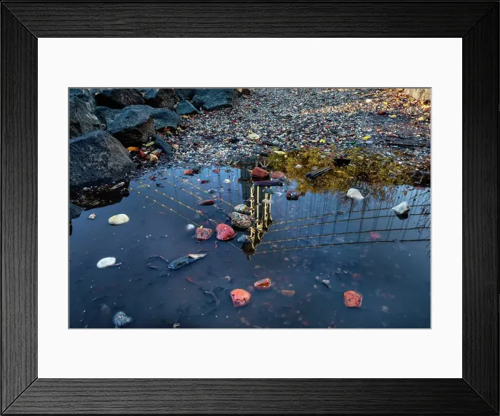 Framed Print : NY, NYC, Brooklyn Bridge Park, Manhattan Bridge reflection Framed Print : NY, NYC, Brooklyn Bridge Park, Manhattan Bridge reflection