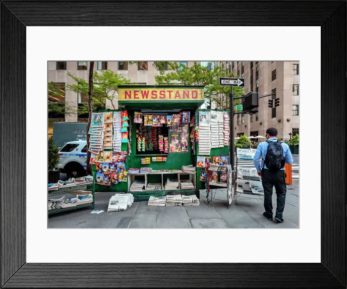 Framed Print : New York City, Manhattan, Midtown, Typical Newsstand Framed Print : New York City, Manhattan, Midtown, Typical Newsstand