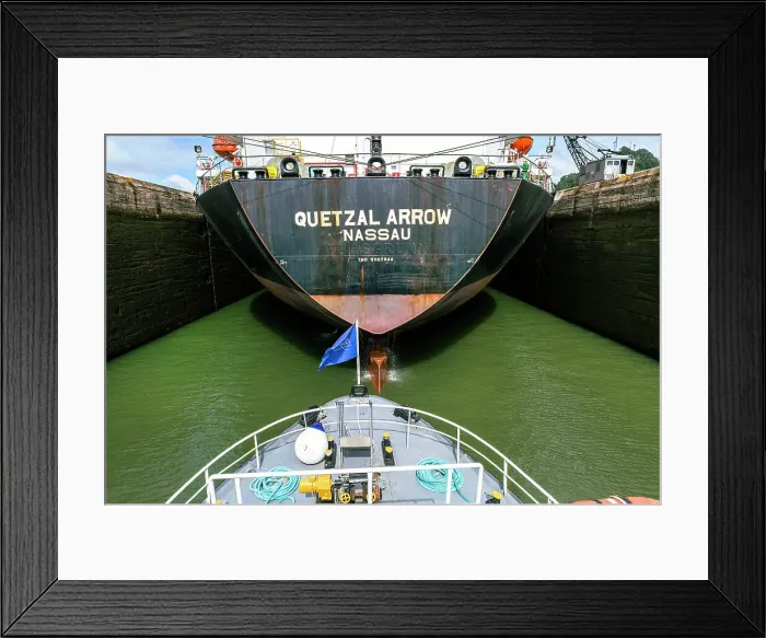 Framed Print : Panama, Panama Canal, Cargo ship at Pedro Miguel Locks Framed Print : Panama, Panama Canal, Cargo ship at Pedro Miguel Locks