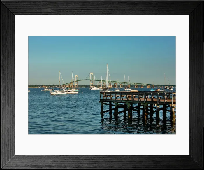 Framed Print : Rhode Island, Newport, View of Claiborne Pell Bridge