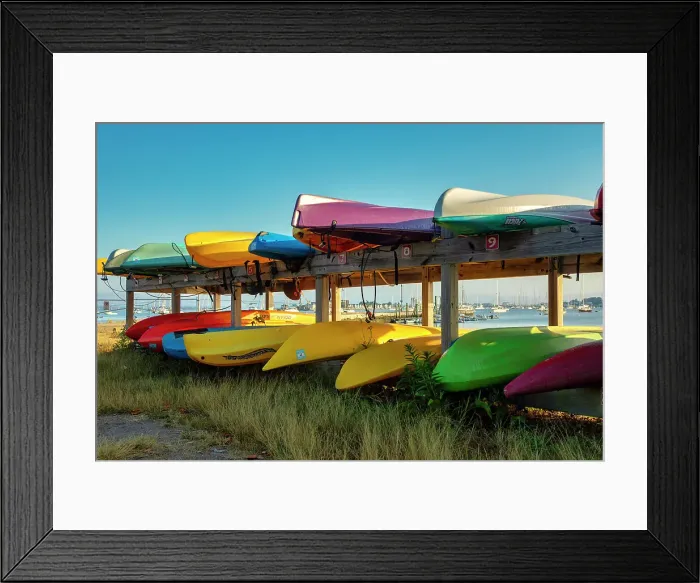 Framed Print : Rhode Island, Newport, kayaks by harbor Framed Print : Rhode Island, Newport, kayaks by harbor