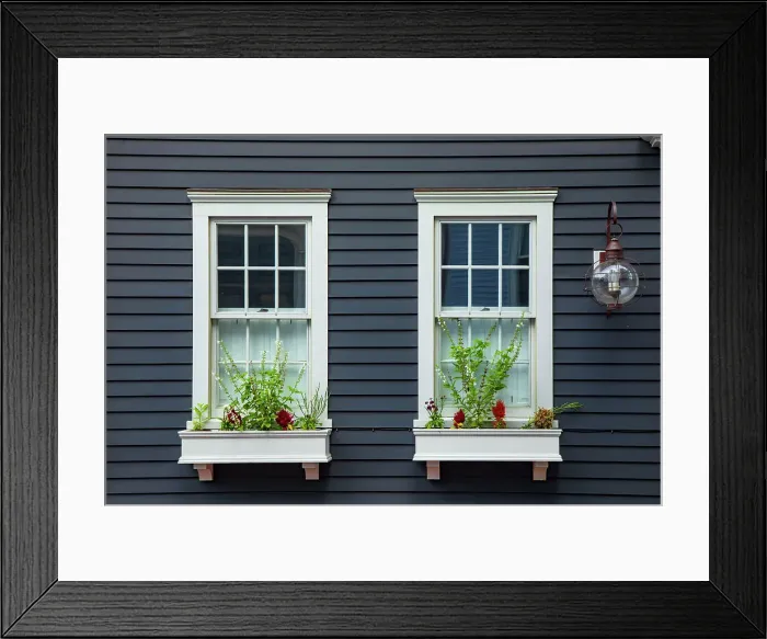Framed Print : Rhode Island, Newport, historical architecture, detail of home exterior, window