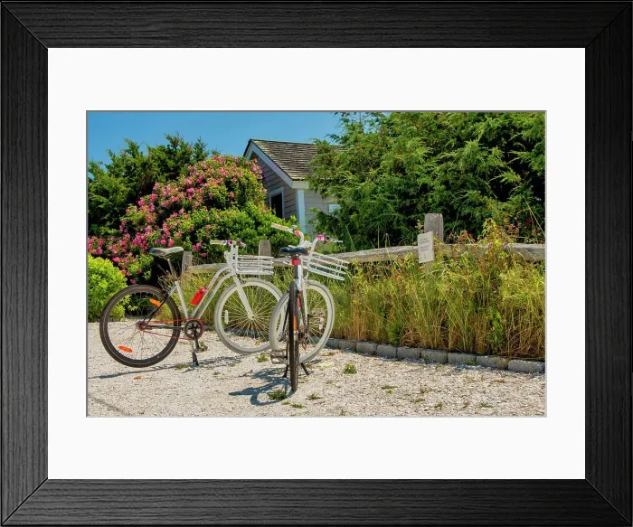 Framed Print : Rhode Island, Newport, Bicycles near typical home Framed Print : Rhode Island, Newport, Bicycles near typical home